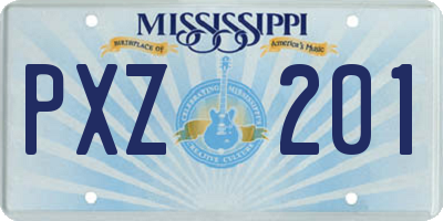 MS license plate PXZ201
