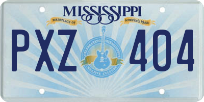 MS license plate PXZ404
