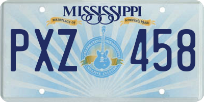 MS license plate PXZ458