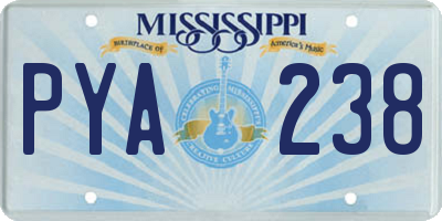 MS license plate PYA238