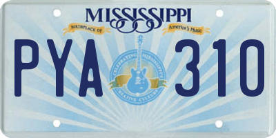 MS license plate PYA310