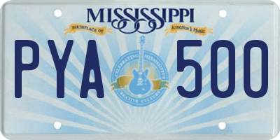 MS license plate PYA500