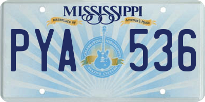 MS license plate PYA536