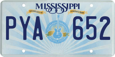 MS license plate PYA652