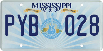 MS license plate PYB028