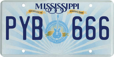 MS license plate PYB666