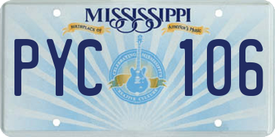MS license plate PYC106
