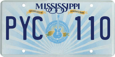 MS license plate PYC110