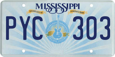 MS license plate PYC303