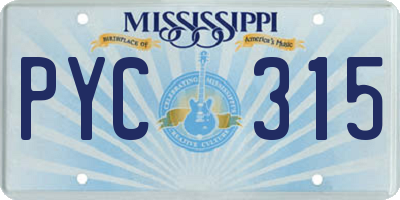 MS license plate PYC315
