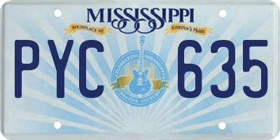MS license plate PYC635