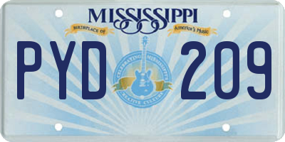 MS license plate PYD209