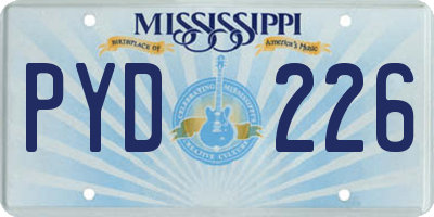 MS license plate PYD226