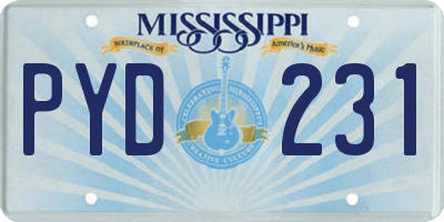 MS license plate PYD231