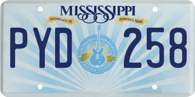 MS license plate PYD258