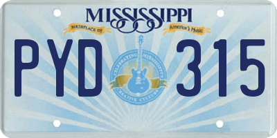 MS license plate PYD315