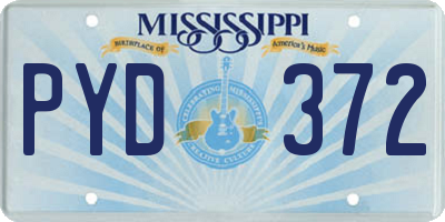 MS license plate PYD372