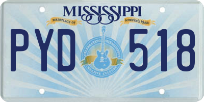 MS license plate PYD518