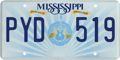 MS license plate PYD519