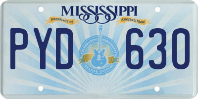 MS license plate PYD630