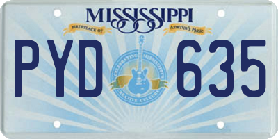 MS license plate PYD635