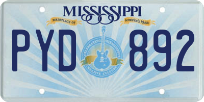 MS license plate PYD892