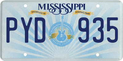 MS license plate PYD935