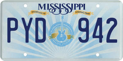 MS license plate PYD942