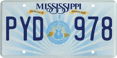 MS license plate PYD978