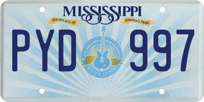MS license plate PYD997