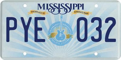 MS license plate PYE032