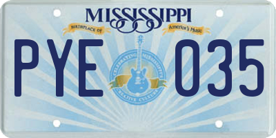 MS license plate PYE035