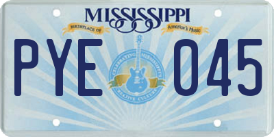 MS license plate PYE045