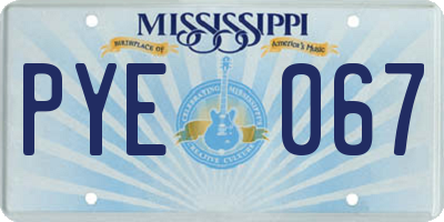 MS license plate PYE067