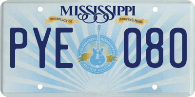 MS license plate PYE080