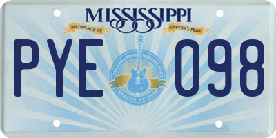 MS license plate PYE098