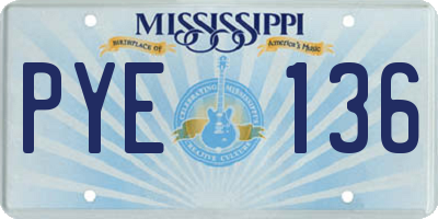 MS license plate PYE136