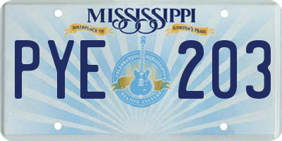 MS license plate PYE203