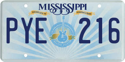 MS license plate PYE216