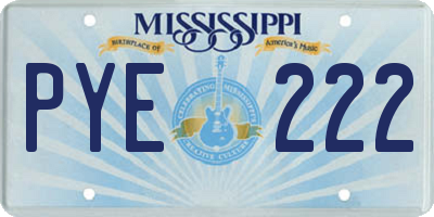 MS license plate PYE222