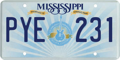 MS license plate PYE231