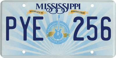 MS license plate PYE256