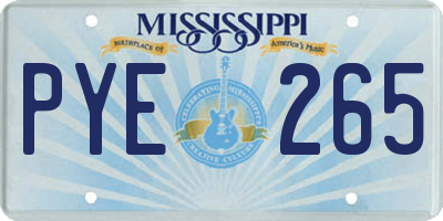 MS license plate PYE265