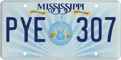 MS license plate PYE307