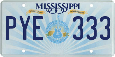 MS license plate PYE333