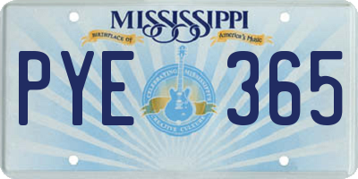 MS license plate PYE365