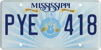 MS license plate PYE418