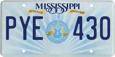 MS license plate PYE430
