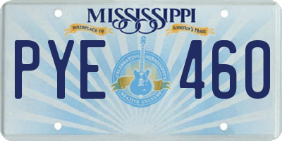 MS license plate PYE460
