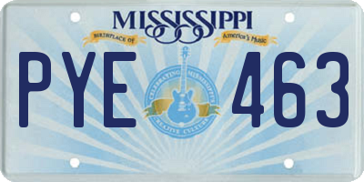 MS license plate PYE463